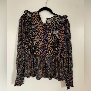 Anthropologie cheetah print blouse